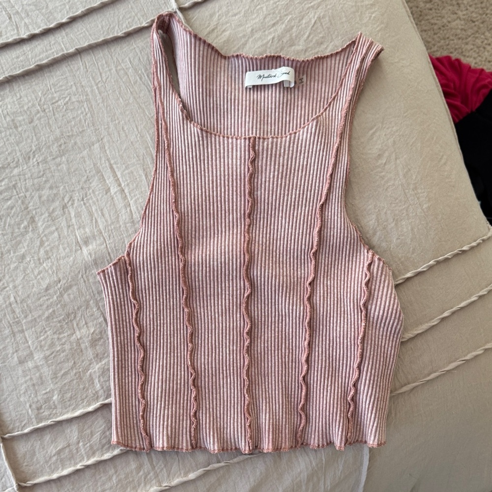 Mustard Seed Ribbed Pink Tank Top